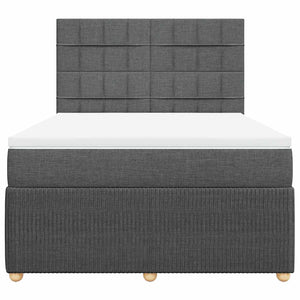 Κρεβάτι Boxspring με Στρώμα Σκούρο Γκρι 140x190 εκ. Υφασμάτινο - Pakobazaar