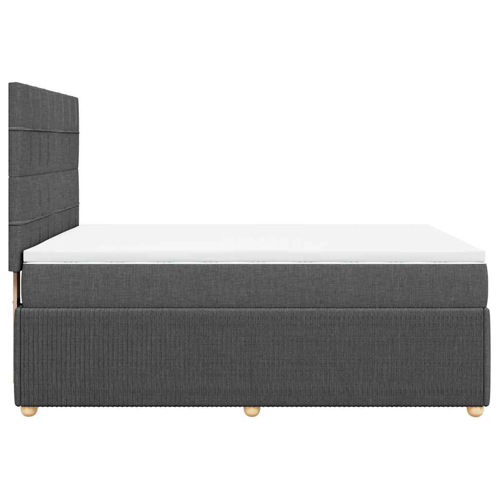 Κρεβάτι Boxspring με Στρώμα Σκούρο Γκρι 140x190 εκ. Υφασμάτινο - Pakobazaar