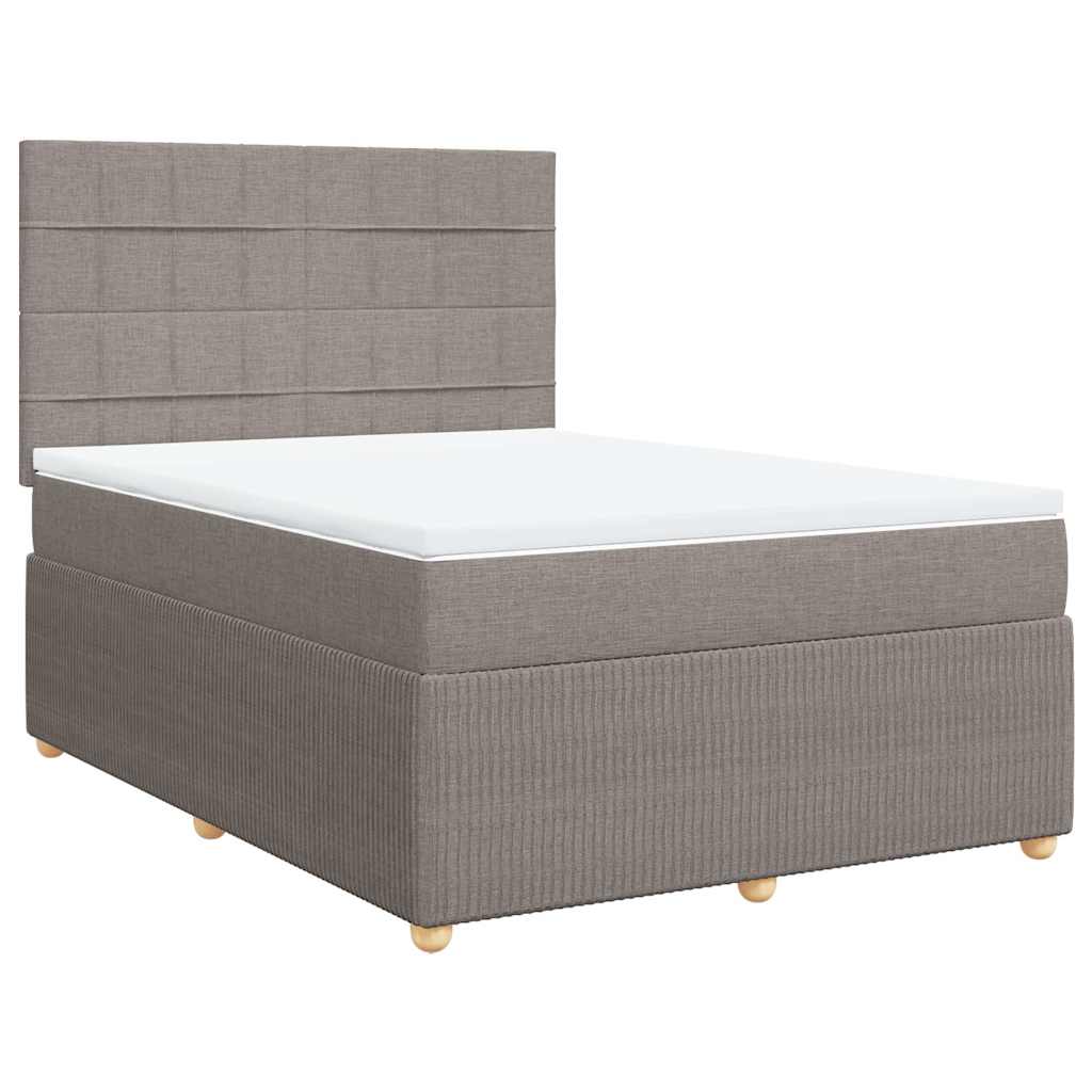 Κρεβάτι Boxspring με Στρώμα Taupe 140x190 εκ. Υφασμάτινο - Pakobazaar