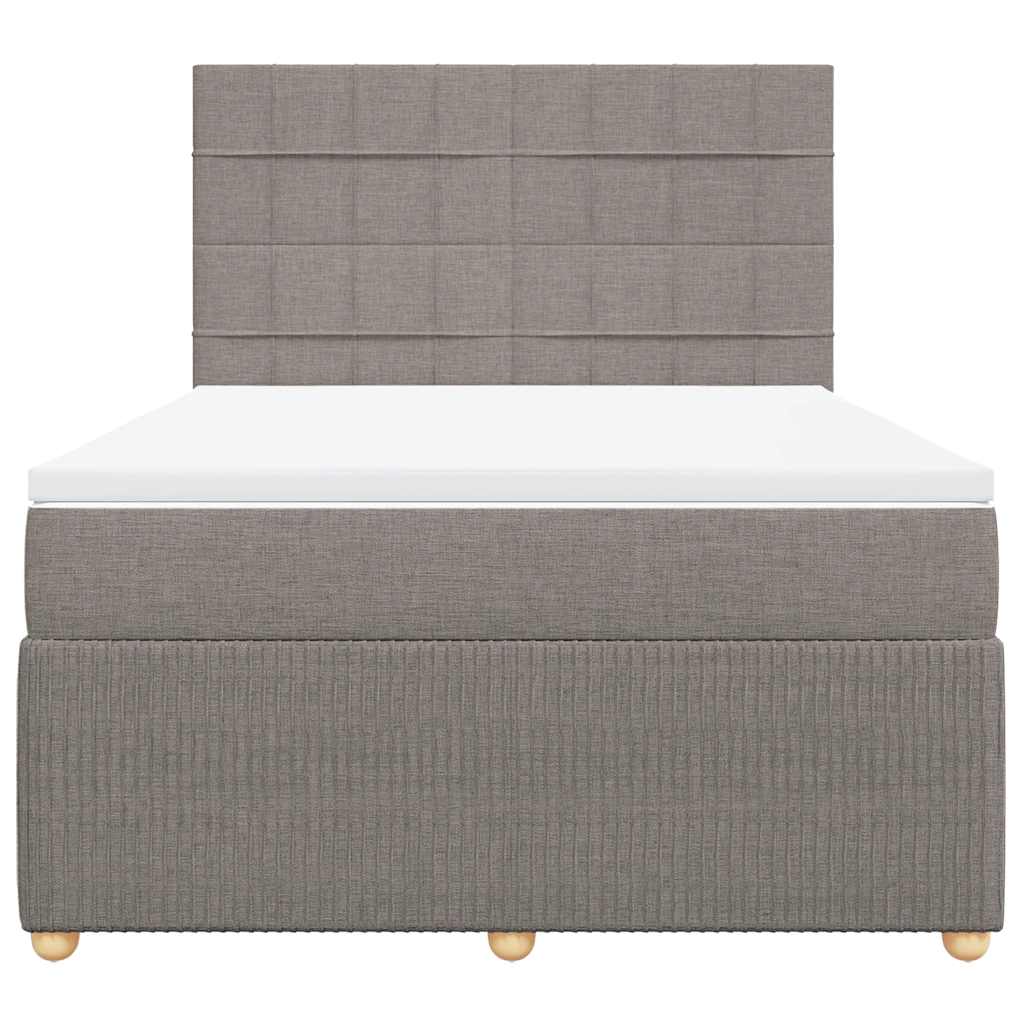 Κρεβάτι Boxspring με Στρώμα Taupe 140x190 εκ. Υφασμάτινο - Pakobazaar