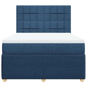 Κρεβάτι Boxspring με Στρώμα Μπλε 140x190 εκ. Υφασμάτινο - Pakobazaar