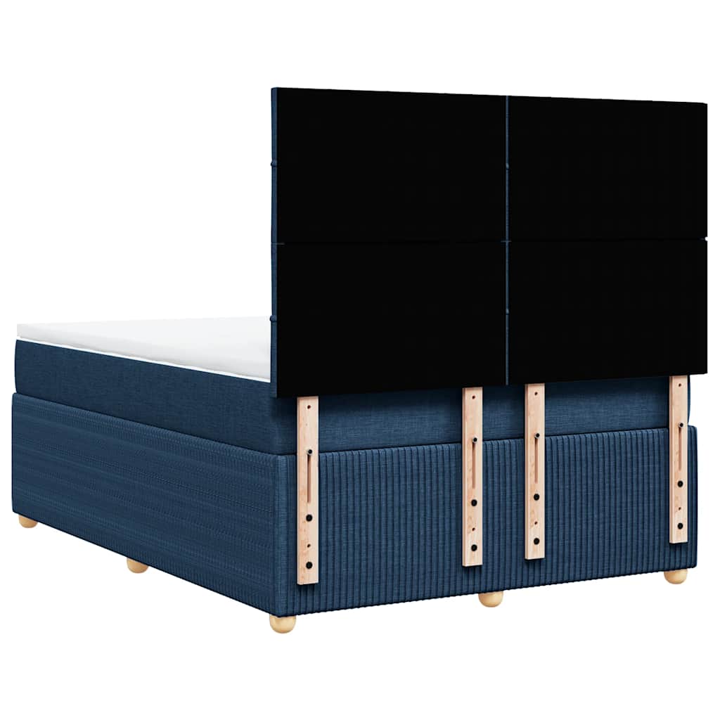 Κρεβάτι Boxspring με Στρώμα Μπλε 140x190 εκ. Υφασμάτινο - Pakobazaar