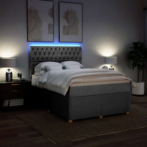 Κρεβάτι Boxspring με Στρώμα Ανοιχτό Γκρι 140x190 εκ. Υφασμάτινο - Pakobazaar
