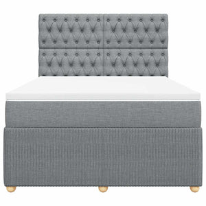 Κρεβάτι Boxspring με Στρώμα Ανοιχτό Γκρι 140x190 εκ. Υφασμάτινο - Pakobazaar