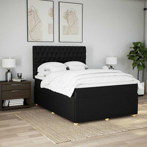 Κρεβάτι Boxspring με Στρώμα Μαύρο 140x190 εκ. Υφασμάτινο - Pakobazaar