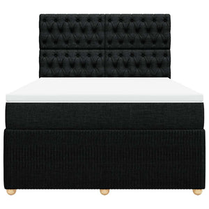 Κρεβάτι Boxspring με Στρώμα Μαύρο 140x190 εκ. Υφασμάτινο - Pakobazaar