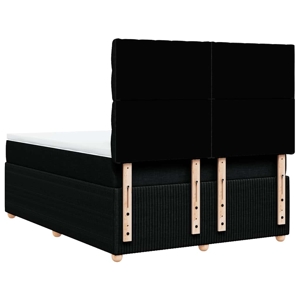 Κρεβάτι Boxspring με Στρώμα Μαύρο 140x190 εκ. Υφασμάτινο - Pakobazaar