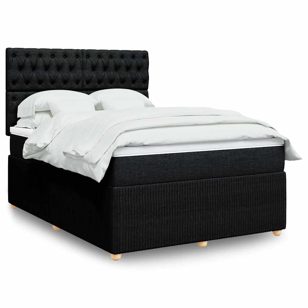 Κρεβάτι Boxspring με Στρώμα Μαύρο 140x190 εκ. Υφασμάτινο - Pakobazaar
