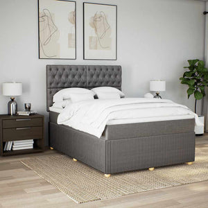 Κρεβάτι Boxspring με Στρώμα Taupe 140x190 εκ. Υφασμάτινο