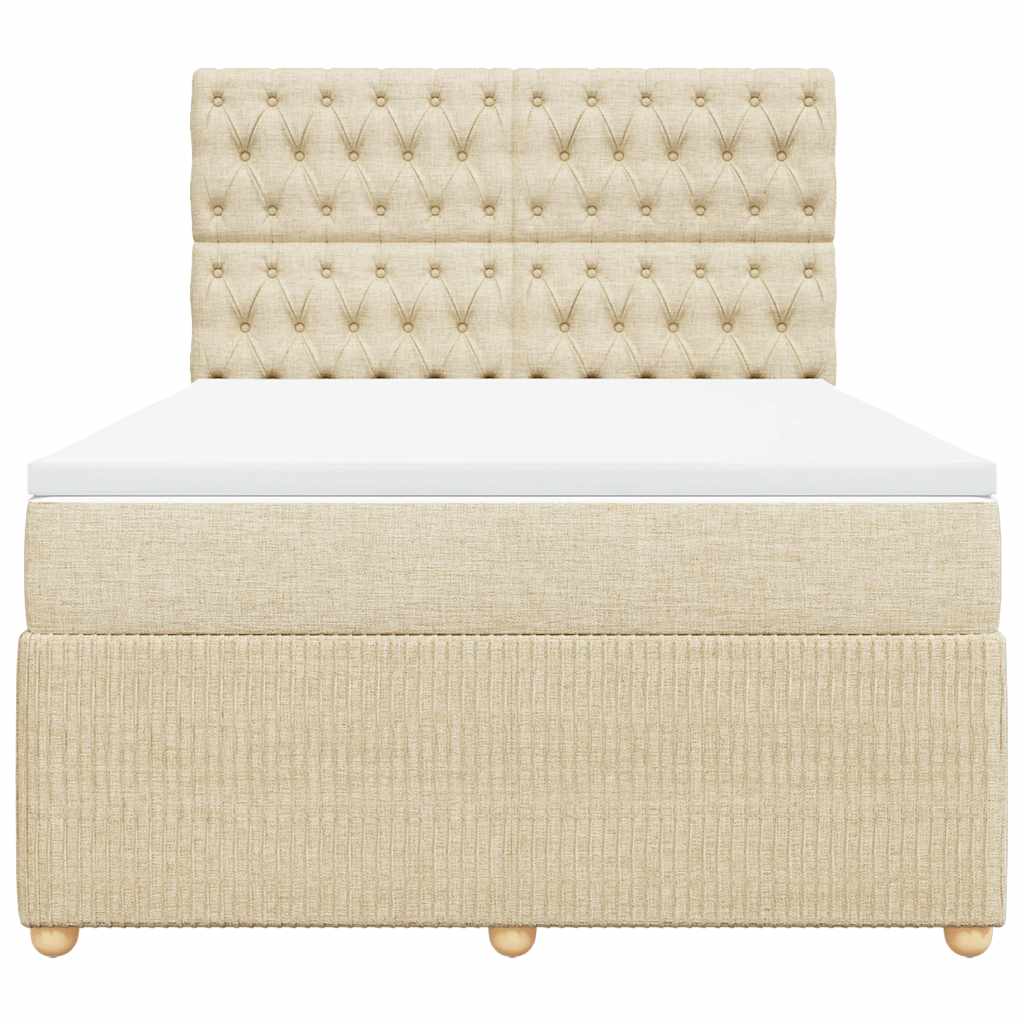 Κρεβάτι Boxspring με Στρώμα Κρεμ 140x190 εκ. Υφασμάτινο - Pakobazaar