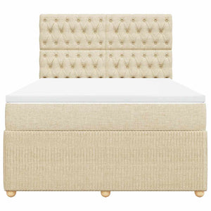 Κρεβάτι Boxspring με Στρώμα Κρεμ 140x190 εκ. Υφασμάτινο - Pakobazaar