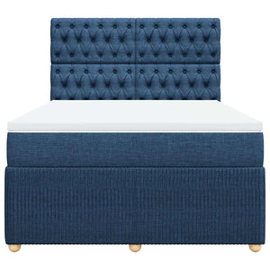 Κρεβάτι Boxspring με Στρώμα Μπλε 140x190 εκ. Υφασμάτινο
