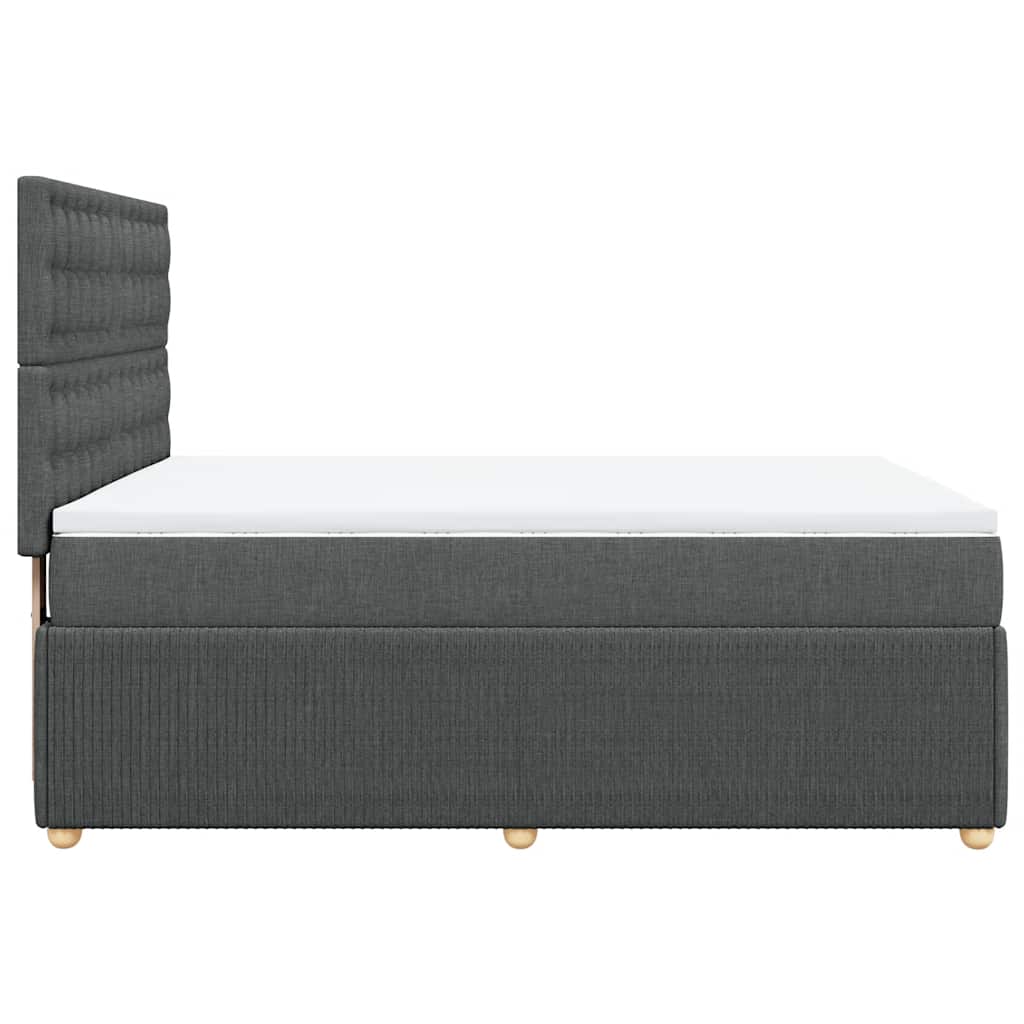 Κρεβάτι Boxspring με Στρώμα Σκούρο Γκρι 140x190 εκ. Υφασμάτινο - Pakobazaar