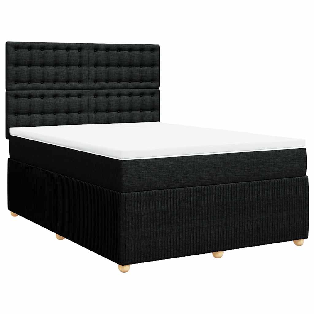 Κρεβάτι Boxspring με Στρώμα Μαύρο 140x190 εκ. Υφασμάτινο - Pakobazaar