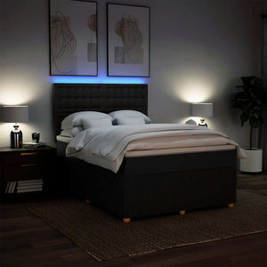 Κρεβάτι Boxspring με Στρώμα Μαύρο 140x190 εκ. Υφασμάτινο - Pakobazaar