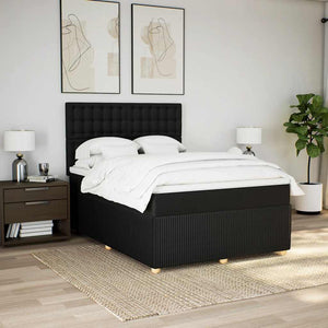 Κρεβάτι Boxspring με Στρώμα Μαύρο 140x190 εκ. Υφασμάτινο - Pakobazaar