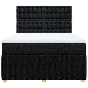 Κρεβάτι Boxspring με Στρώμα Μαύρο 140x190 εκ. Υφασμάτινο - Pakobazaar