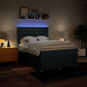 Κρεβάτι Boxspring με Στρώμα Μπλε 140x190 εκ. Υφασμάτινο - Pakobazaar