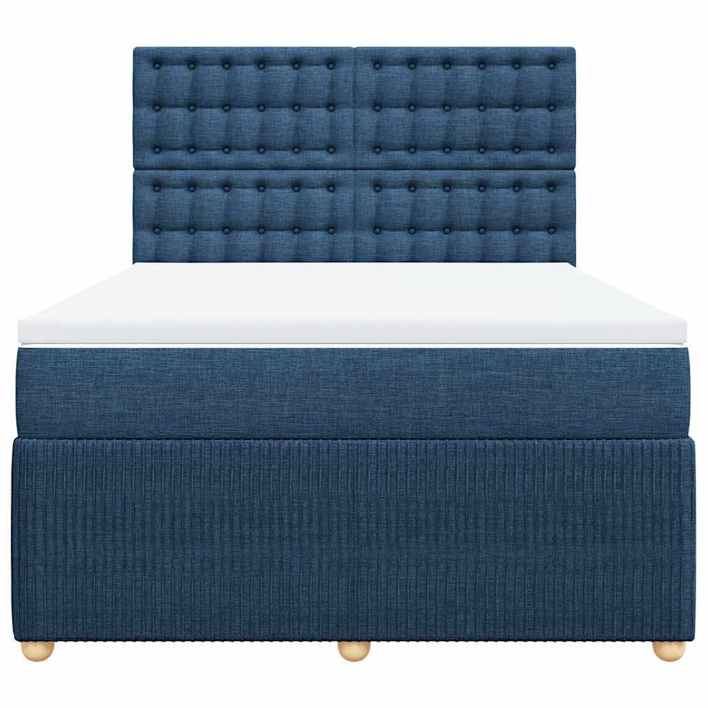 Κρεβάτι Boxspring με Στρώμα Μπλε 140x190 εκ. Υφασμάτινο - Pakobazaar