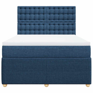Κρεβάτι Boxspring με Στρώμα Μπλε 140x190 εκ. Υφασμάτινο - Pakobazaar