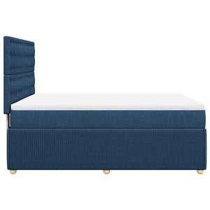Κρεβάτι Boxspring με Στρώμα Μπλε 140x190 εκ. Υφασμάτινο - Pakobazaar
