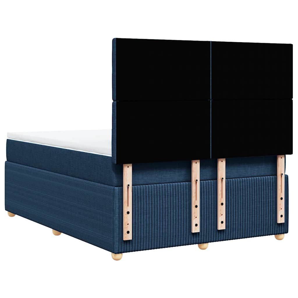 Κρεβάτι Boxspring με Στρώμα Μπλε 140x190 εκ. Υφασμάτινο - Pakobazaar