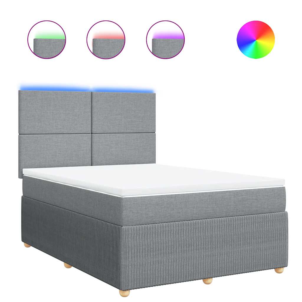 Κρεβάτι Boxspring με Στρώμα Ανοιχτό Γκρι 140x200 εκ. Υφασμάτινο - Pakobazaar