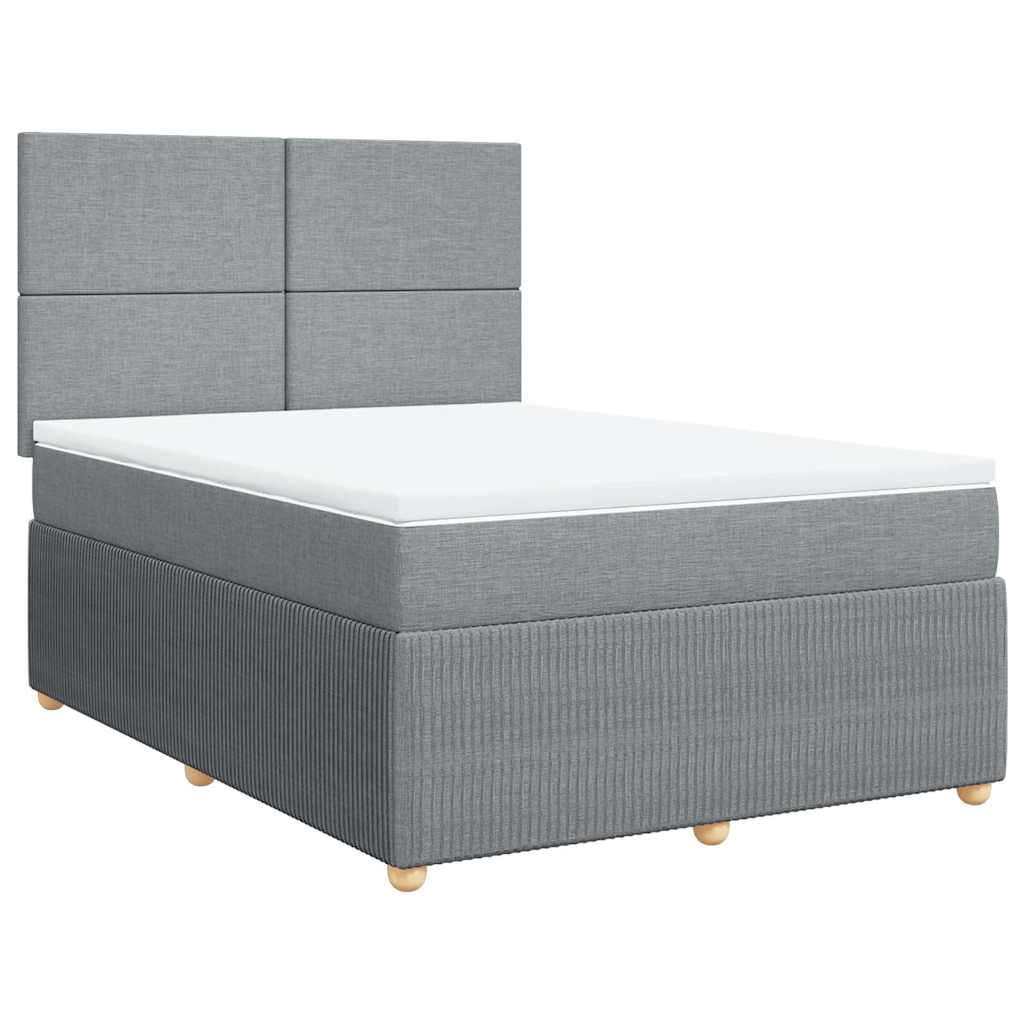 Κρεβάτι Boxspring με Στρώμα Ανοιχτό Γκρι 140x200 εκ. Υφασμάτινο - Pakobazaar