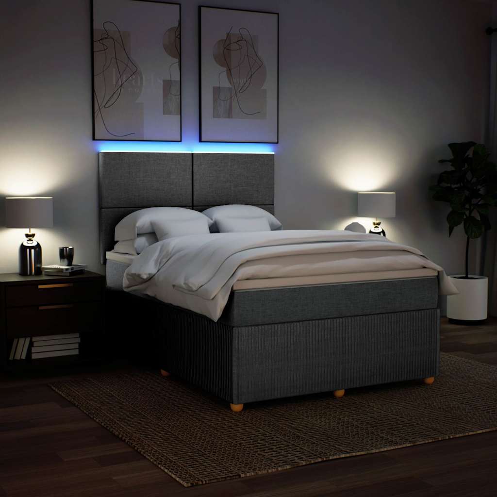 Κρεβάτι Boxspring με Στρώμα Ανοιχτό Γκρι 140x200 εκ. Υφασμάτινο - Pakobazaar