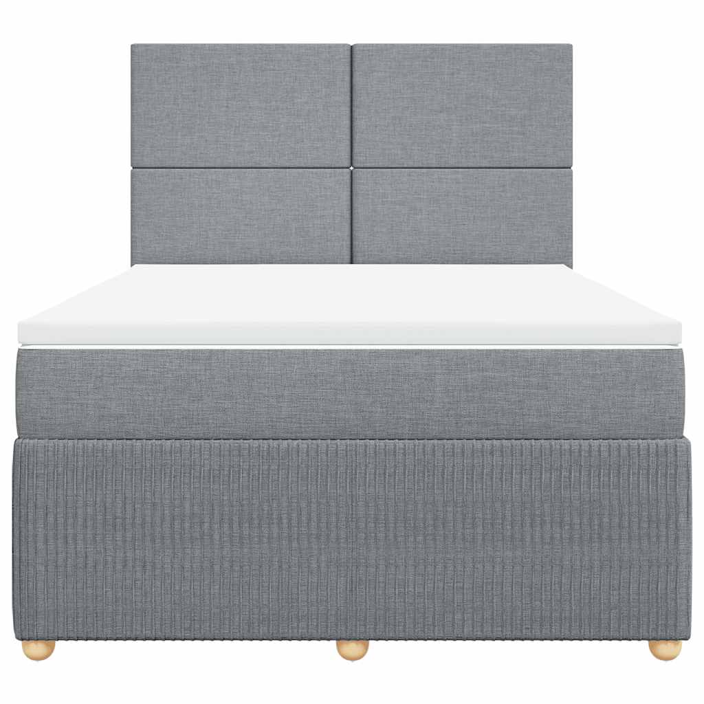 Κρεβάτι Boxspring με Στρώμα Ανοιχτό Γκρι 140x200 εκ. Υφασμάτινο - Pakobazaar