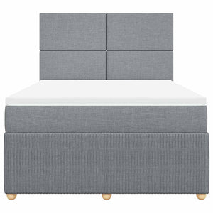 Κρεβάτι Boxspring με Στρώμα Ανοιχτό Γκρι 140x200 εκ. Υφασμάτινο - Pakobazaar