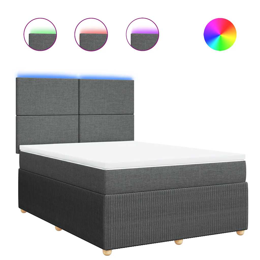 Κρεβάτι Boxspring με Στρώμα Σκούρο Γκρι 140x200 εκ Υφασμάτινο - Pakobazaar
