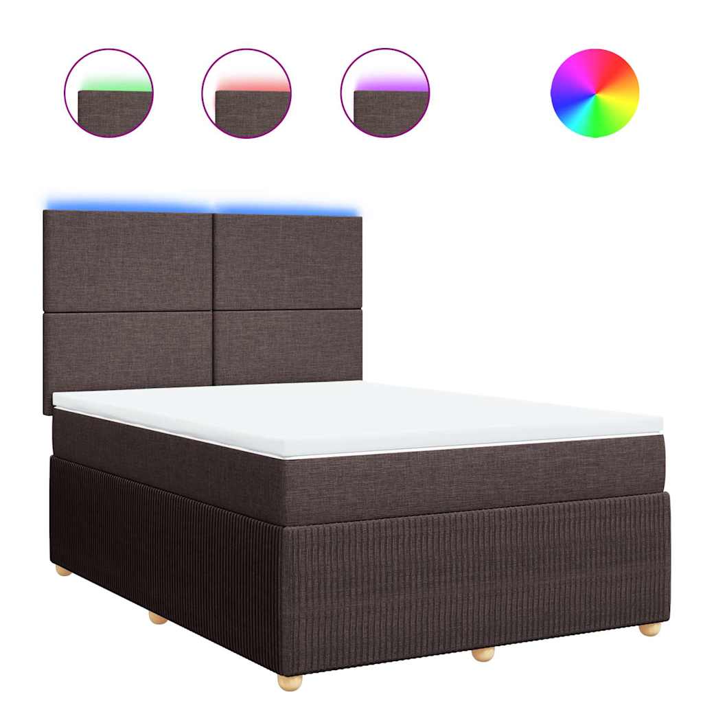 Κρεβάτι Boxspring με Στρώμα Σκούρο Καφέ 140x200 εκ Υφασμάτινο - Pakobazaar