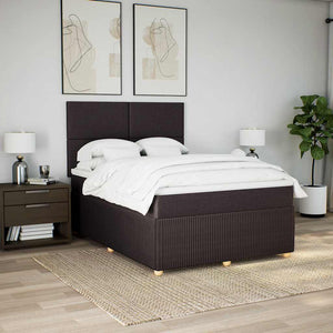 Κρεβάτι Boxspring με Στρώμα Σκούρο Καφέ 140x200 εκ Υφασμάτινο - Pakobazaar