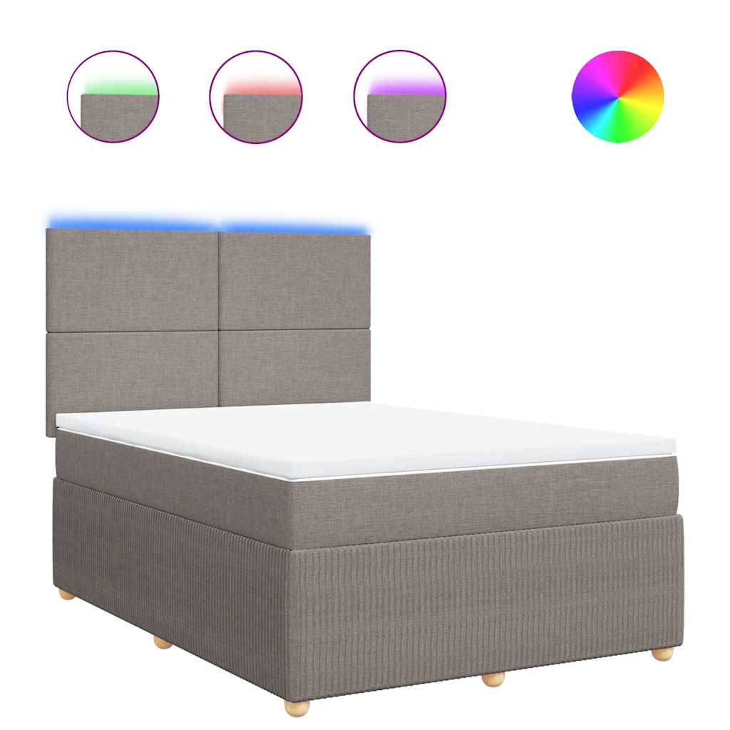 Κρεβάτι Boxspring με Στρώμα Taupe 140x200 εκ. Υφασμάτινο - Pakobazaar