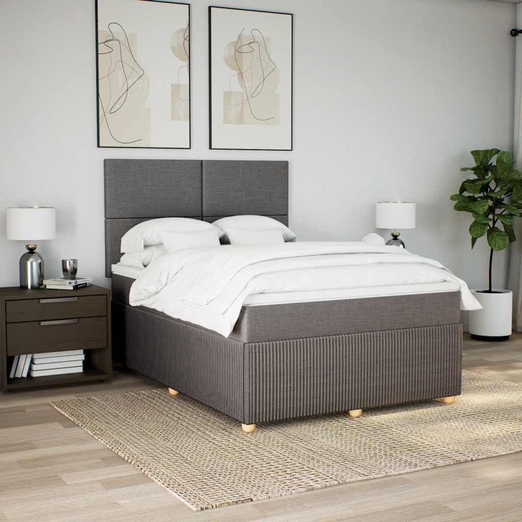 Κρεβάτι Boxspring με Στρώμα Taupe 140x200 εκ. Υφασμάτινο - Pakobazaar
