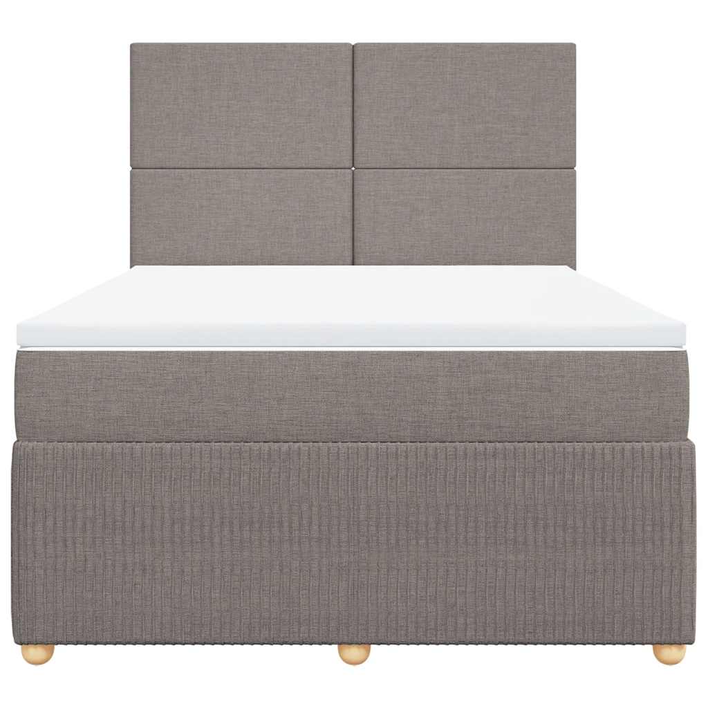 Κρεβάτι Boxspring με Στρώμα Taupe 140x200 εκ. Υφασμάτινο - Pakobazaar