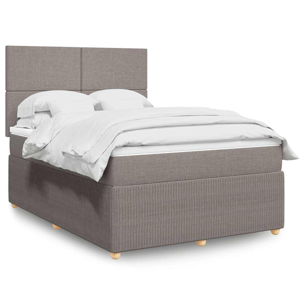 Κρεβάτι Boxspring με Στρώμα Taupe 140x200 εκ. Υφασμάτινο - Pakobazaar