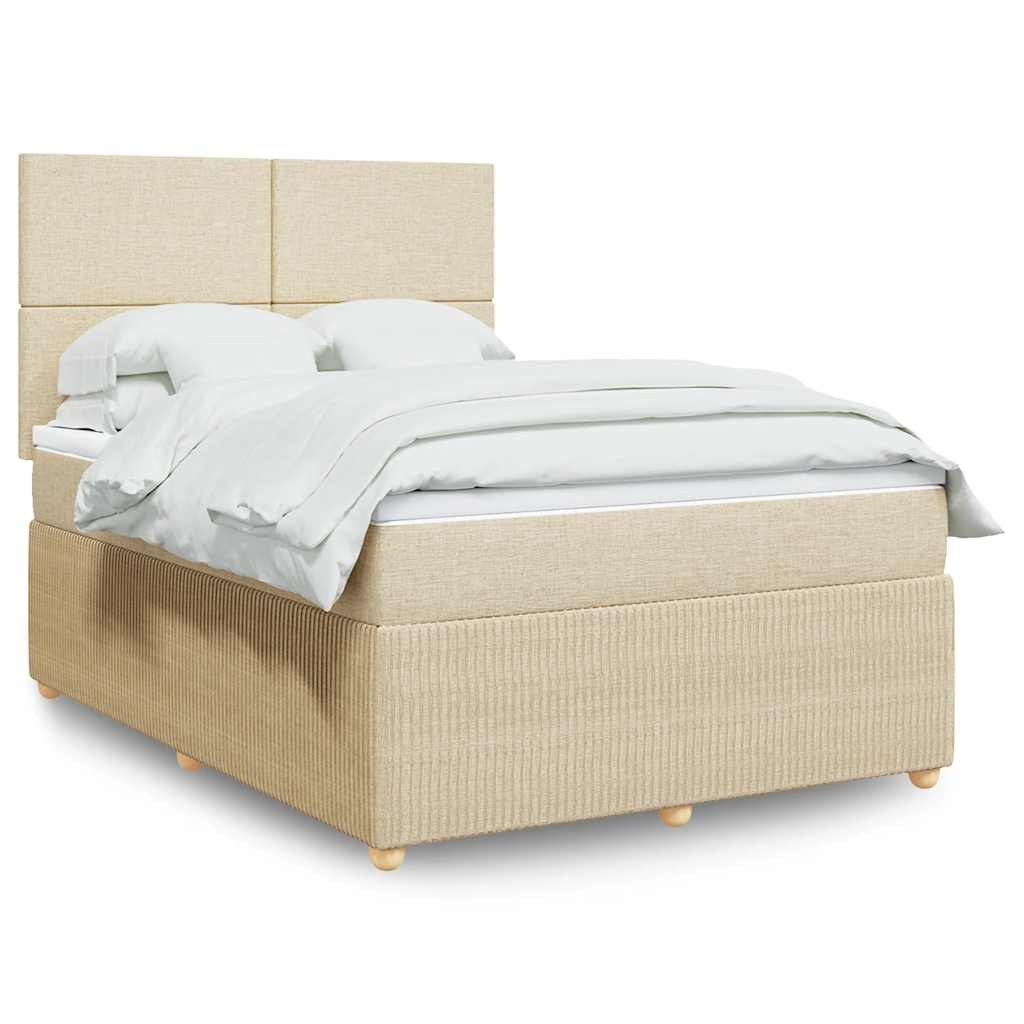 Κρεβάτι Boxspring με Στρώμα Κρεμ 140x200 εκ. Υφασμάτινο - Pakobazaar