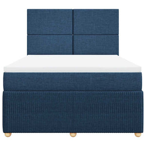 Κρεβάτι Boxspring με Στρώμα Μπλε 140x200 εκ. Υφασμάτινο - Pakobazaar