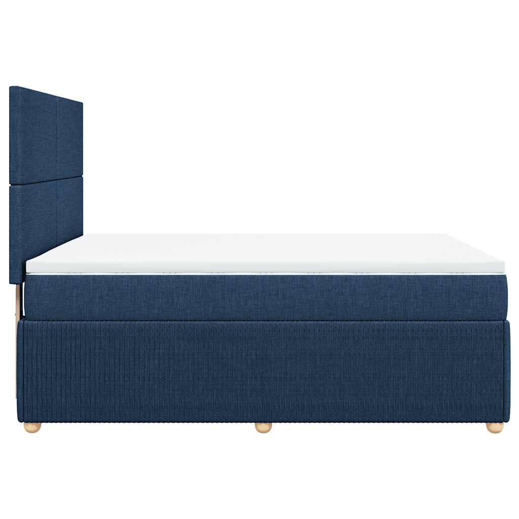 Κρεβάτι Boxspring με Στρώμα Μπλε 140x200 εκ. Υφασμάτινο - Pakobazaar