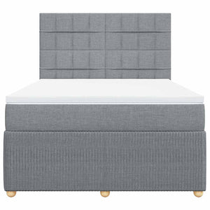 Κρεβάτι Boxspring με Στρώμα Ανοιχτό Γκρι 140x200 εκ. Υφασμάτινο - Pakobazaar