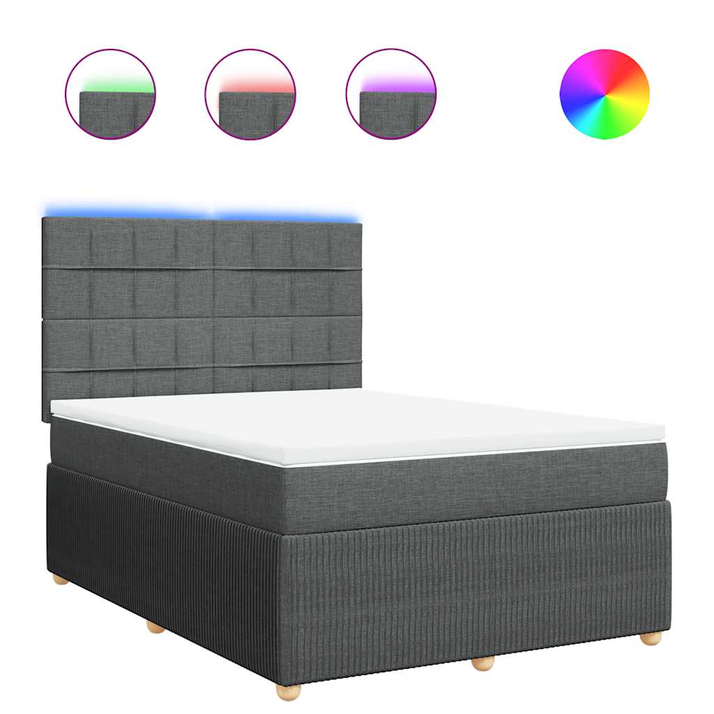 Κρεβάτι Boxspring με Στρώμα Σκούρο Γκρι 140x200 εκ Υφασμάτινο - Pakobazaar