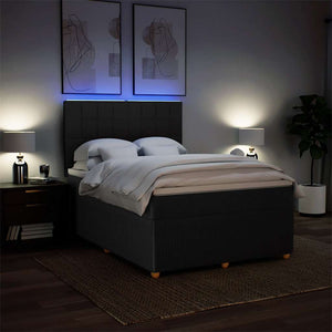 Κρεβάτι Boxspring με Στρώμα Μαύρο 140x200 εκ. Υφασμάτινο - Pakobazaar