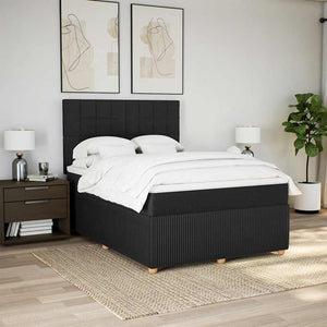 Κρεβάτι Boxspring με Στρώμα Μαύρο 140x200 εκ. Υφασμάτινο - Pakobazaar