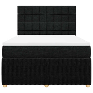 Κρεβάτι Boxspring με Στρώμα Μαύρο 140x200 εκ. Υφασμάτινο - Pakobazaar