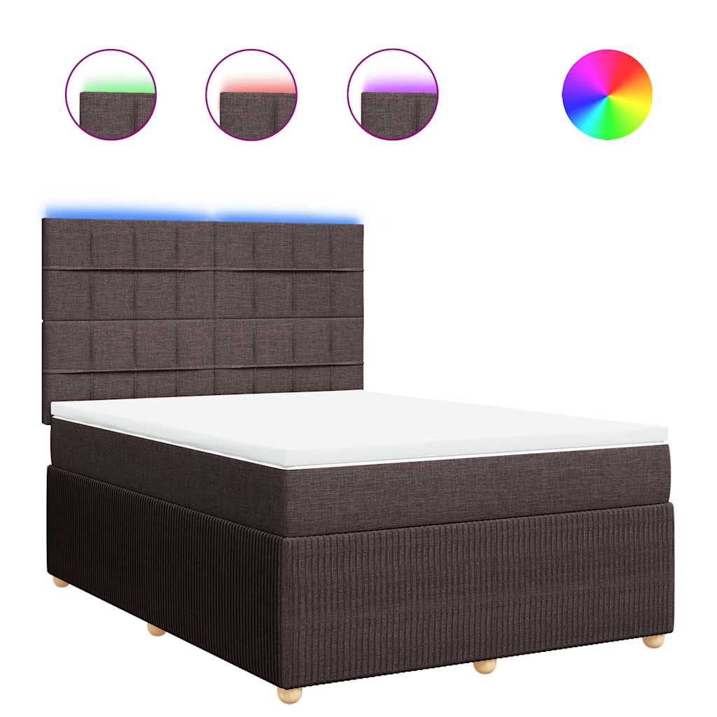 Κρεβάτι Boxspring με Στρώμα Σκούρο Καφέ 140x200 εκ Υφασμάτινο - Pakobazaar