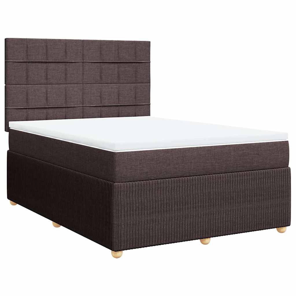 Κρεβάτι Boxspring με Στρώμα Σκούρο Καφέ 140x200 εκ Υφασμάτινο - Pakobazaar