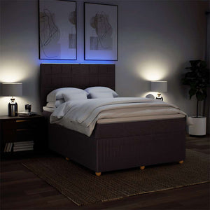 Κρεβάτι Boxspring με Στρώμα Σκούρο Καφέ 140x200 εκ Υφασμάτινο - Pakobazaar