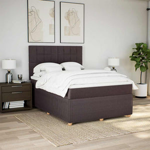 Κρεβάτι Boxspring με Στρώμα Σκούρο Καφέ 140x200 εκ Υφασμάτινο - Pakobazaar